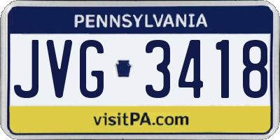 PA license plate JVG3418
