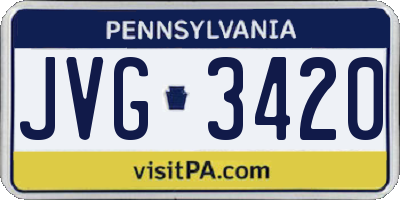 PA license plate JVG3420