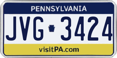 PA license plate JVG3424
