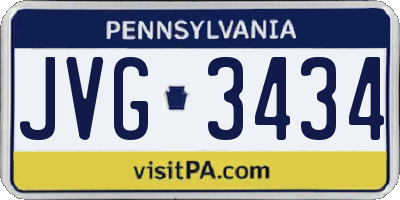 PA license plate JVG3434