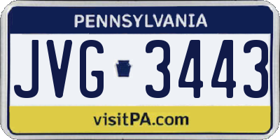 PA license plate JVG3443