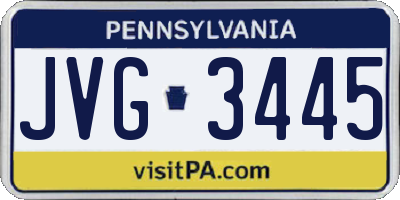 PA license plate JVG3445