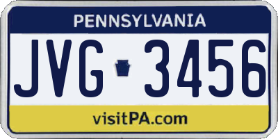 PA license plate JVG3456