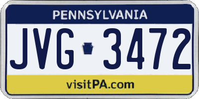 PA license plate JVG3472