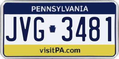 PA license plate JVG3481