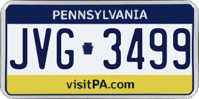 PA license plate JVG3499