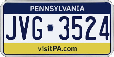 PA license plate JVG3524