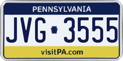 PA license plate JVG3555