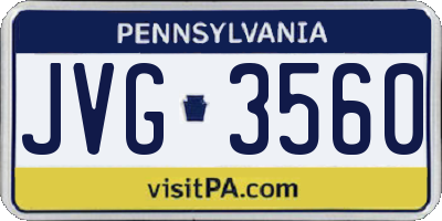 PA license plate JVG3560
