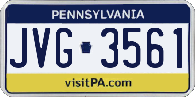 PA license plate JVG3561