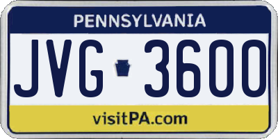 PA license plate JVG3600