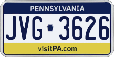 PA license plate JVG3626