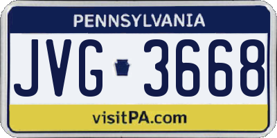 PA license plate JVG3668