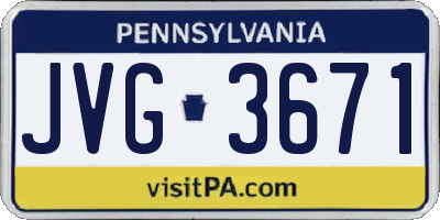 PA license plate JVG3671