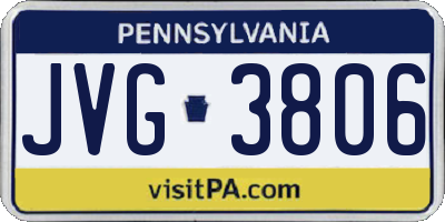 PA license plate JVG3806