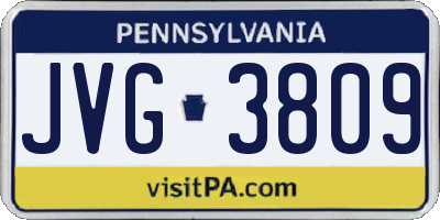 PA license plate JVG3809