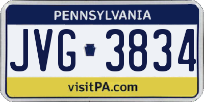 PA license plate JVG3834