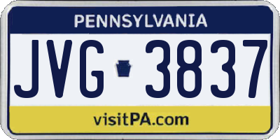PA license plate JVG3837