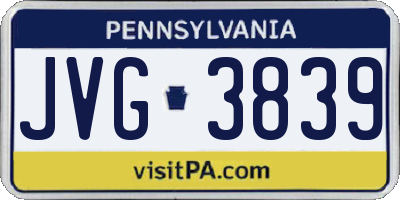 PA license plate JVG3839