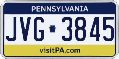 PA license plate JVG3845