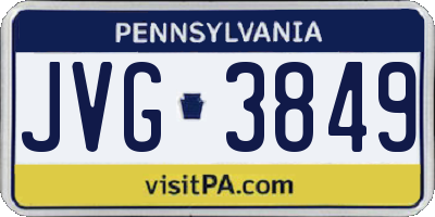PA license plate JVG3849