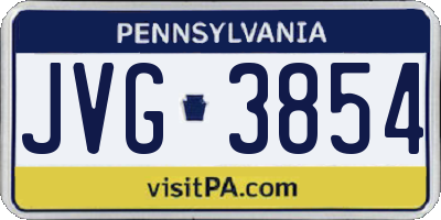 PA license plate JVG3854