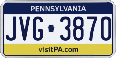 PA license plate JVG3870