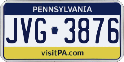 PA license plate JVG3876