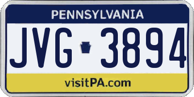 PA license plate JVG3894