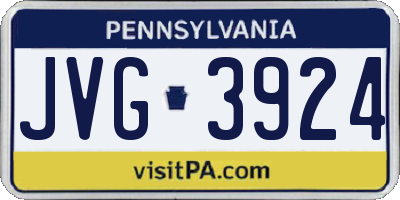 PA license plate JVG3924