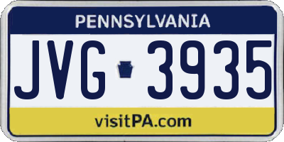 PA license plate JVG3935