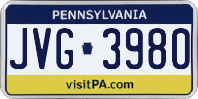 PA license plate JVG3980