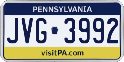 PA license plate JVG3992