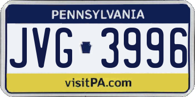 PA license plate JVG3996