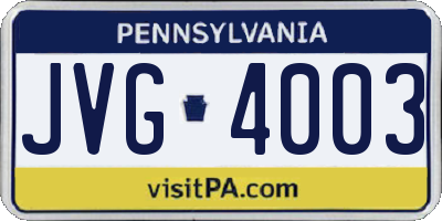 PA license plate JVG4003