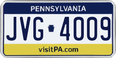 PA license plate JVG4009