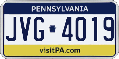 PA license plate JVG4019