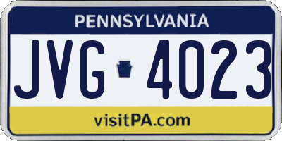 PA license plate JVG4023