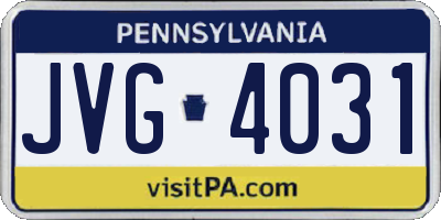 PA license plate JVG4031