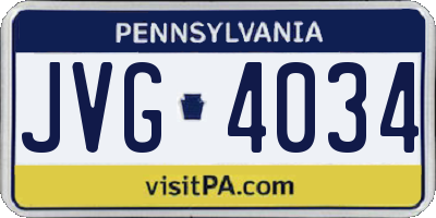 PA license plate JVG4034