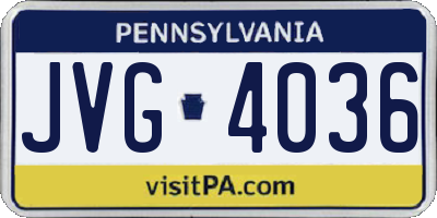 PA license plate JVG4036