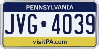 PA license plate JVG4039