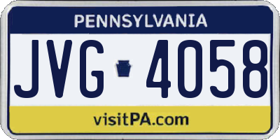 PA license plate JVG4058