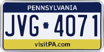 PA license plate JVG4071