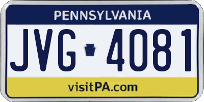 PA license plate JVG4081