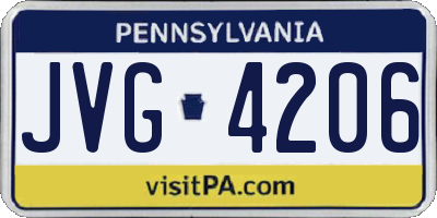 PA license plate JVG4206