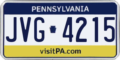 PA license plate JVG4215