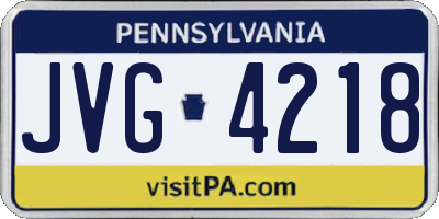 PA license plate JVG4218