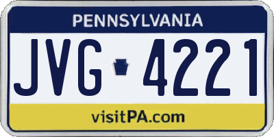 PA license plate JVG4221