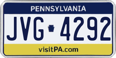PA license plate JVG4292